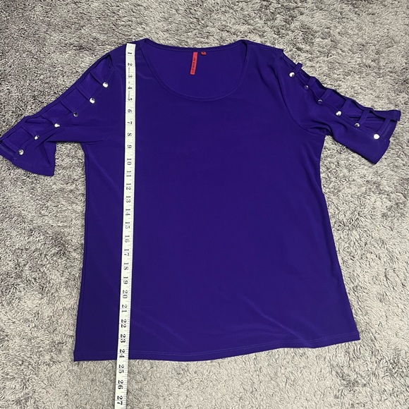Love Scarlett Dark Purple 3/4 Cut Out Sleeve Top Blouse Sz M - Picture 8 of 10